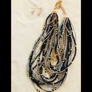 Multiple Beaded Necklace and Earring Set
